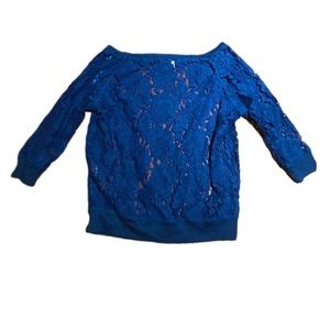 New Y2K Charlotte Russe Blue lace top sheer size small